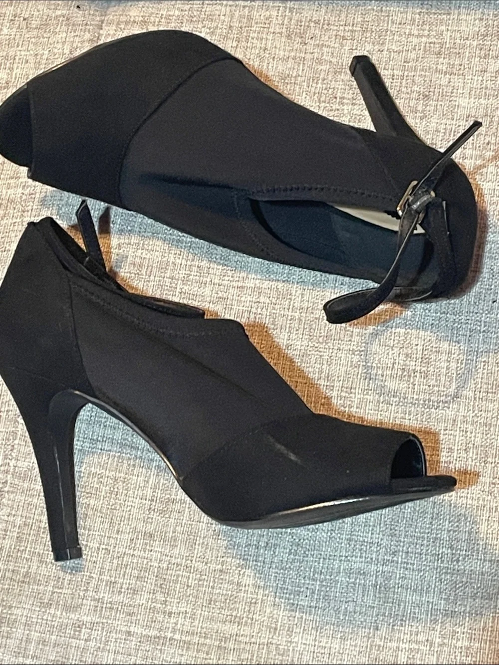 Penny Loves Kenny Freestyle Black Peep Toe Ankle Strap Heels Women’s Size 6